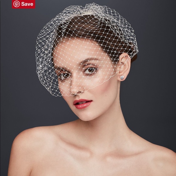David's Bridal Accessories Birdcage Veil With Scattered Crystal